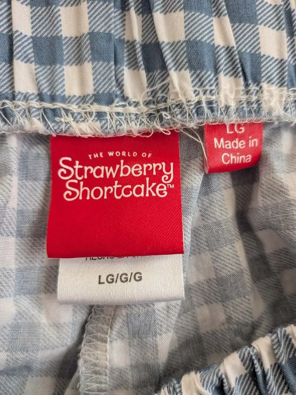 Strawberry Shortcake Blue Gingham Boxer Shorts Pajama Bottoms